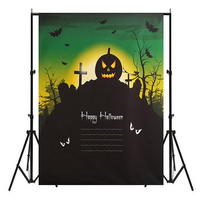 Halloween Grave Theme Pumpkin Photography background Silk Backdrop