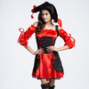 Halloween Lace Pirate Cosplay Prom Drawstring Bowknot Queen Uniform Dresses Set Costume