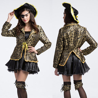 Halloween One-eyed Sorceress Pirate Cosplay Costumes Jacquard Dress Sets For Women