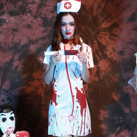 Halloween Scary Nurse Uniform Cosplay Dress Blood Stain Dress For Women