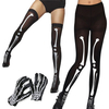 Halloween Sexy Skull Printing Costumes Skeleton Gloves Cosplay Stockings For Adult