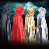 Halloween Shining Loose Sorcerer Cosplay Cloak Satin Hooded Robe Costumes