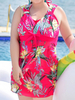 Halter Bow Sleeveless Printed Bathing Suit Cover Up Skirt Swimdresses