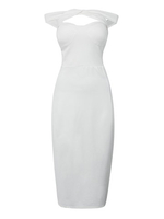 Halter Hollow Out Strapless White Party Sexy Women Bodycon Pencil Dress