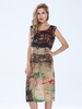 Hand-Painted Landscapes Sleeveless Vintage Women Chiffon Maxi Dress