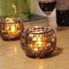 Handcrafted Candle Holder Mosaic Glass Colors Strip Candlestick Candelabra