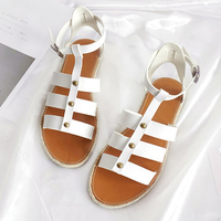 Handmade Straw Weaving Soft Sole Flat Gladiator Sandals