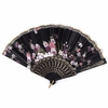 Handmade Vintage Chinese Folding Bamboo Silk Flower Pattern Hand Fan Dance Party Wedding Prom