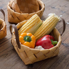 Handmade Wooden Weaving Basket Easter Day Bread Fruit Eggs Storage Log Wood Handle Food Baskets