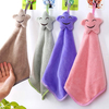 Hanging Hand Towels Bathroom Smiling Face Towel Coral Velvet Absorbent Lint-Free Cloth