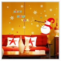 Happy New Year Snowman Christmas Removable DIY Window Wall Sticker Home Party Decoration