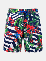 Hawaii Drawstring Loose Casual Water Rpellent Sport Flower Printing Beach Shorts for Men