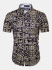Hawaii Style 3D Printing Thin Slim Band Collar Dress Shirt for Men