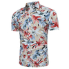 Hawaiian Flower Printing Short Sleeve Turn Down Collar Designer Shirt for Men
