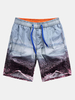 Hawaiian Style Seaside Printing Icy Cotton Breathable Loose Beoard Shorts for Men