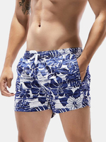 Hawaiian Summer Sport Casual Flower Printing Drawstring Trunk Beach Short for Men