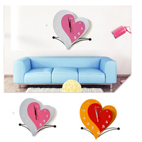 Heart-shaped Living Room Bedroom Wall Clock Lovers Mute Quartz Clocks Home Decor