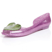 Heart-Shaped Open Toe Flats Jelly Shoes Beach Sandals