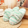 Heart Shaped Warm Stripe Flat Slip On Indoor Home Shoes