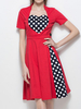 Hepburn Style Polka Dots Patchwork Short Sleeve Vintage Dresses
