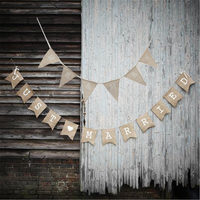 Hessian Burlap Fabric Rustic Wedding Banner Bunting Vintage Decoration