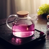 High Capacity Glass Kettle Handcraft Water Jug Teapot Filter Bamboo Lid Heat Resistant Strainer