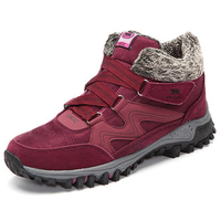 High Top Hook Loop Warm Fur Lining Buckle Flat Boots