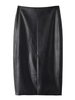 High Waist Split Zipper Black PU Leather Slim Bodycon Women Skirts