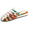 Hollow Out Colorful Open Heel Slip On Flat Beach Sandals
