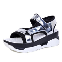 Hollow Out Bandage Pu Peep Toe Hook Loop Platform Sandals