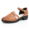 Hollow Out Block Buckle Genuine Leather Casual Shoes For Women
