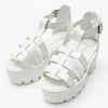 Hollow Out Buckle Chunky Heel Fish Mouth Sandals
