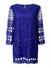Hollow Out Lace Long Sleeve Round Neck Loose Mini Dress