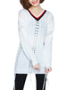 Hollow Out Long Sleeve White Preppy Style Women Knit Sweater