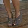 Hollow Out Sexy Strappy Peep Toe Zipper Wedge Heel Sandals