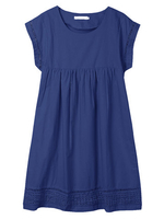 Hollow Splicing Pleated Loose Women Casual Dress