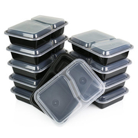 Honana CF-AT054 10 Set 2-Compartment Disposable Lunch Box Rectangle Shape Microwave Safe Food Container Lunch Tray