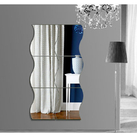 Honana DX-Y1 6Pcs Cute Silver DIY Waves Mirror Wall Stickers Home Wall Bedroom Office Decor