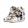 Hook Loop Floral Print Heel Increasing Flat Casual Sport Shoes