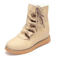 Horns Deduction Lace Up Heel Increasing Warm Fur Boots