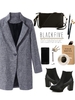 Houndstooth Tweed Wool Long Sleeve Women Trench Coat