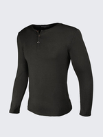 Household Casual Botton Collar T-shirt Round Neck Long Sleeved T-shirt For Men