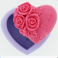 I LOVE U Rose Style Mold Silicone Turn Sugar Cake Mold Handmade Shape Holiday Gifts Bakeware