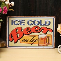 Ice Cold Beer Tin Sign Vintage Metal Plaque Poster Bar Pub Home Wall Decor