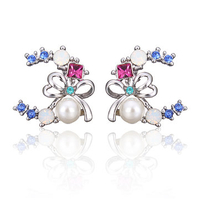 INALIS® Bowknot Moon Shape Pearl Rhinestone Women Earrings
