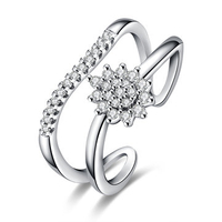 INALIS Elegant Ring Luxury Flower Zircon Ring for Women Gift