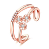 INALIS Luxury Platinum Ring Zircon Flower Double Layer Ring
