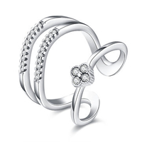 INALIS Luxury Ring Elegant Zircon Flower Opening Ring
