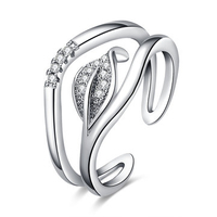 INALIS Luxury Ring Leaves Zircon Ring for Women Gift