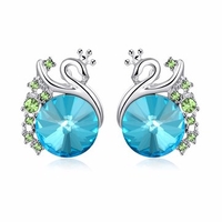 INALIS® Peacock Shape Aquamarine Crystal Light Blue Earrings